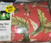Percale Super fit Panama Collection Vintage King Sheet Set-Hawiian Floral 200