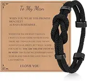 TempBeau Love Knot Bracelet Gifts for Men - Braided Cord Rope Bracelets for Men,String Bracelet with Infinity Knot Anniversary Birthday Gifts for Men Husband Boyfriend Son Brother