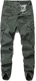 [JEShifangjiusu] Mens Multi Pockets Cargo Pants Hiking Combat Work Outdoor Trousers Casual Slim Straight Fit Sweatpants, Army Greena3, 36