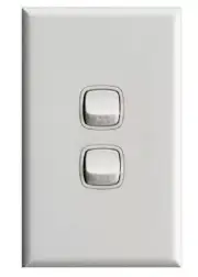 HPM EXCEL 2-GANG ROCKER SWITCH 10A 240V 2-Way Vertical, Flush Mount GLOSS WHITE
