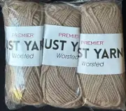 Lot of 3 new skeins of Acrylic Premier Just yarn - "Nutmeg"