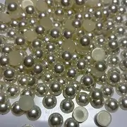 600PCS Flat Backed Pearls for Crafts, 10mm Ivory Half Round Pearls Gems Beads for Crafts Jewlery, Loose Pearl Beads Gem for Shoes, Cup, Wedding, Decor Hair, Nail Art Decoration