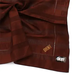 DKNY 條紋LOGO純棉帕領巾(咖啡色)