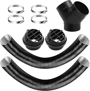 GIONAR 9 Pcs Air Diesel Heater Set, 75mm Exhaust Pipe Set Diesel Heater Ducting Tube for Diesel Heater Accessories with 2 Heating Ducts, 2 Heater Ducting Vent Outlets, 1 Y-pipe and 4 Hose Clamps
