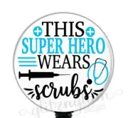 Superhero Medical Badge Reel, Nurse Retractable Badge Holder, Doctor Badge G5187