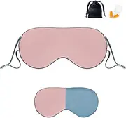 BREENHILL Sleep Mask Double-Sided Soft Adjustable Eye Mask for Women Men (Faux Silk, Bean Paste Pink)
