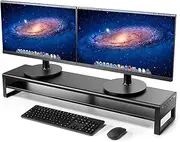 Vaydeer 2 Tiers Dual Monitor Stand USB 3.0 Aluminum Monitor Riser Strong & Sturdy Suitable for Computer,PC Monitor, Laptop, TV, Printer Metal Desk Organizer Black