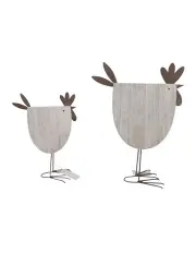 [Willow & Silk] Set of 2 Standing Chook Ornaments in Natural/Rust