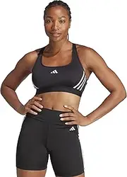 [adidas] Performance Powerimpact 3-Stripes Women's Medium-Support Training Bra, Black/White