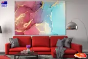 Pink Blue & Gold Abstract Design Wall Canvas Home Decor Australian Made Quality