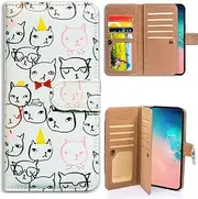 Bfun Packing Galaxy S10e Case,Bcov Fashion Glass Cat Style Multifunction Wallet Leather Cover Case for Samsung Galaxy S10e