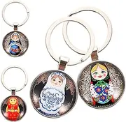[BESTYASH] Russian Doll Keyring Set 4pcs Matryoshka Keychains Decorative Keyring Bag Nesting Doll Keyring for Boys and Girls