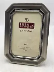 Burnes of Boston Picture Frame Pewter Silver Octagon 4x6 Wall Tabletop Jamestown
