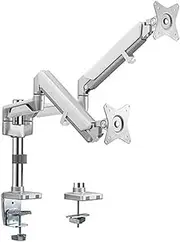 Brateck Dual Monitors Pole Mounted Epic Gas Spring Aluminum Monitor Arm, Gloss Grey