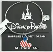 New Disney Alex and Ani Mickey Mouse Icon American Flag Silver Bangle Bracelet
