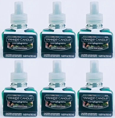 6 Yankee Candle ScentPlug SILVER SAGE PINE Scent Plug In Fragrance Refill 0.6