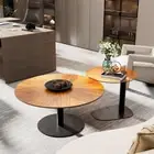 2x Coffee Side End Table Sofa Living Room Wooden Glass Furniture Round 80cm/50cm