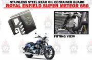 Silver "SS Rear Oil Container Guard" Fit For Royal Enfield Super Meteor 650