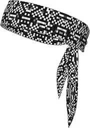 [YANYU] Black White Formula Checkered Pattern Print Sports Head Tie Sweat Wicking Head Tie Quick Dry Adjustable for Men and Women