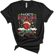 [Generic] Favorite Bowling Player of Santa, Colorful Chrismas Lights Sport, Plaid X-mas Matching Group Unisex T-Shirt