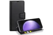 For Samsung Galaxy S23FE Case, Hanman Wallet Leather Flip Magnetic Stand Case Cover (Black)