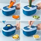 Vegetable Cutter Drain Basket Veggie Chopper Fruit Slicer w/3/6 Blades Stainless
