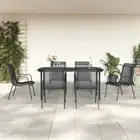 Outdoor Dining Set 7 Piece Dining Table Chairs Black Steel and Textilene vidaXL