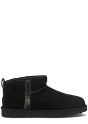 Ugg Classic Ultra Mini Bling Suede Ankle Boots - Black - 8 (IT39 / UK6) 8 (IT39 / UK6)