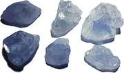[Top-Rock-Shop] 6pc Set Raw Celestite Celestine Small Rough Naturally Semi-Faceted & Semi-Translucent Healing Crystal Gemstone Specimen from Madagascar for Wire Wrapping, Meditation, Metaphysical Uses