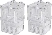 Veldtek 2pcs Fish Breeding Box, Clear Acrylic Aquarium Hatchery Incubator Breeder Box, Fish Tank Rearing Isolation Box for Small Fishes (Small(Not Air Driven)-2pcs)