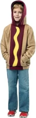 HAHA Hoodie Hot Dog with Bun Mustard Halloween Costume Child Size 4-6 Zip Jacket