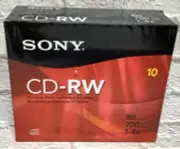 SONY CD-RW 10-Pack 80 Min. 700MB Blank Discs CDs 1-4X