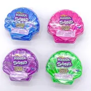 4x Kinetic Sand Seashells - Blue, Green, Pink, and Purple Containers