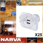 Narva White Colour Dual Usb Socket Pack Of 25 Part NO. of 81134W/25