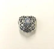 Pandora June Signature Heart, Grey Moonstone Charm #791784MSG+FREE Gift Box +Tag