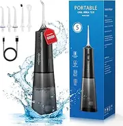 Water Flosser, Tovendor Cordless Oral Irrigator for Teeth, Gum, Braces Deep Cleaning, 5 Tips, 5 Modes, 300ML Rechargeable Water Dental Flosser, IPX7 Waterproof, Portable Design for Home Travel, Black