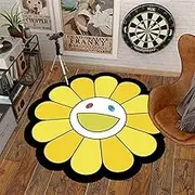 32Inch Takashi Murakami Rug，Happy Face Rug，Flower Design for Bedroom Aesthetic Room Décor (06, 32X32inch(80x80cm))