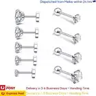 1 Pair Ear Studs Surgical Steel Earrings Zirconia Stone with Flat or Ball Backs