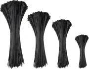 Assorted Zip Ties 4-12 Inch, 200 Pack, Black Cable Ties