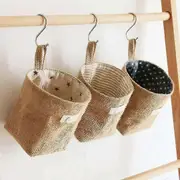 3PCS Mini Wall Storage Bags Cotton and Linen Storage Basket Home Storage Box Decoration