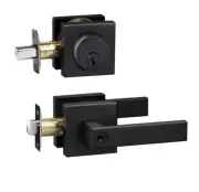 Exterior Door Lock Set with Single Cylinder Deadbolt Lock-Square Entry Door L...