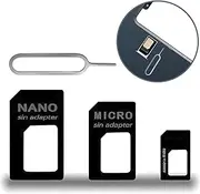 4 in 1 Nano SIM Card Adapter, SIM Adapter, SIM Card Adapter, SIM Card Adapter with SIM Eject Pin, PC Material, Compatible with Smartphone, Simple and Easy to Use