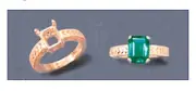 (7x5-18x13mm) 14kt White or Yellow Gold Emerald Engraved Ring Setting (Sz 6-8)