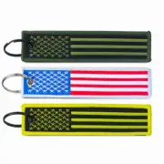 American USA Flag Double Sided Embroidered Keychain Keyring for Motorcycle Car