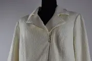 NWT Chico's Sz 2 Textured Lined Asymmetric Zip Up Ecru Moto Jacket Pockets L/12