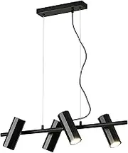 4 Light LED Pendant Fixture, Modern LED Chandelier Light with Adjustable Height, Island Lights for Kitchen Dining Room Living Room or Bar, 66CM, Black,GU10 Bulbs Included