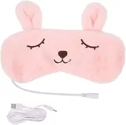 Healvian USB Heating Eye Mask Heated Eye USB Silk Sleep Eye Skincare Diffusers Eye Pad Warmer Strap Night Blindfold Plush Warm Eye Compress Eye Pads Hand Warmer Flannel Pink