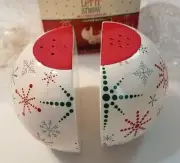 Russ Berrie Let it Snow Salt & Pepper Shakers Christmas Ball Ornament Shaped NEW