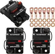 Hamolar 3 Pack 100 Amp Circuit Breaker Manual Reset Car Marine Trolling Motors Boat ATV Manual Power Protect for Audio System Fuse 12V-48VDC