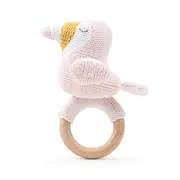 The Peanutshell Toucan Wood Ring Teether 13cm Baby Teething Animal Toy PNK 0+
